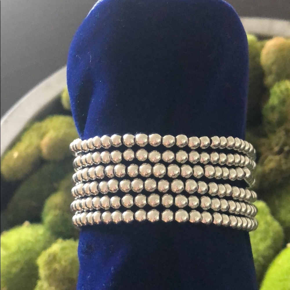 Silver Beaded Stacking Bracelets - image 3